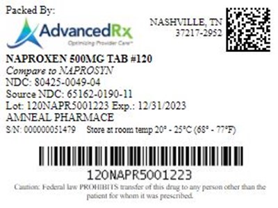 Naproxen 500mg Tab Qty 120 Ndc 80425 0049